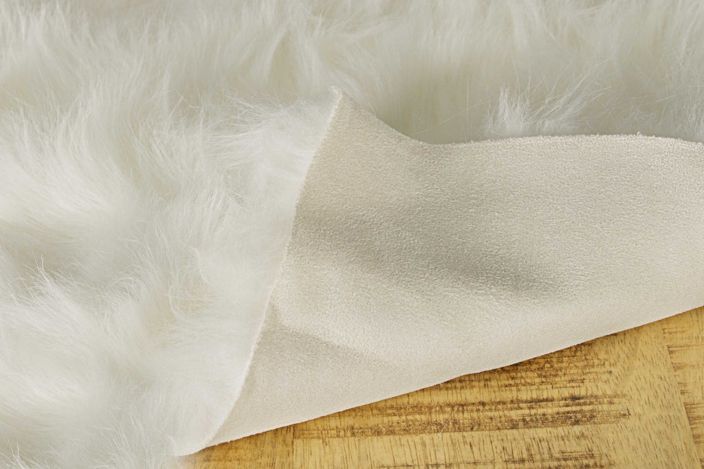 2' X 3' Off White Faux Fur Washable Area Rug-5