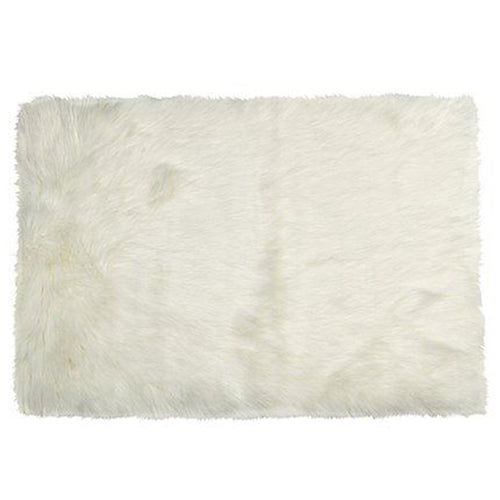 2' X 3' Off White Faux Fur Washable Area Rug-1
