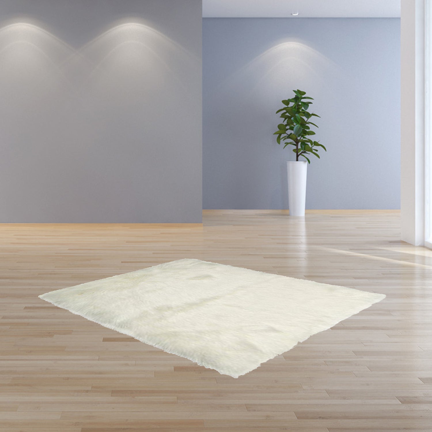 2' X 3' Off White Faux Fur Washable Area Rug-4