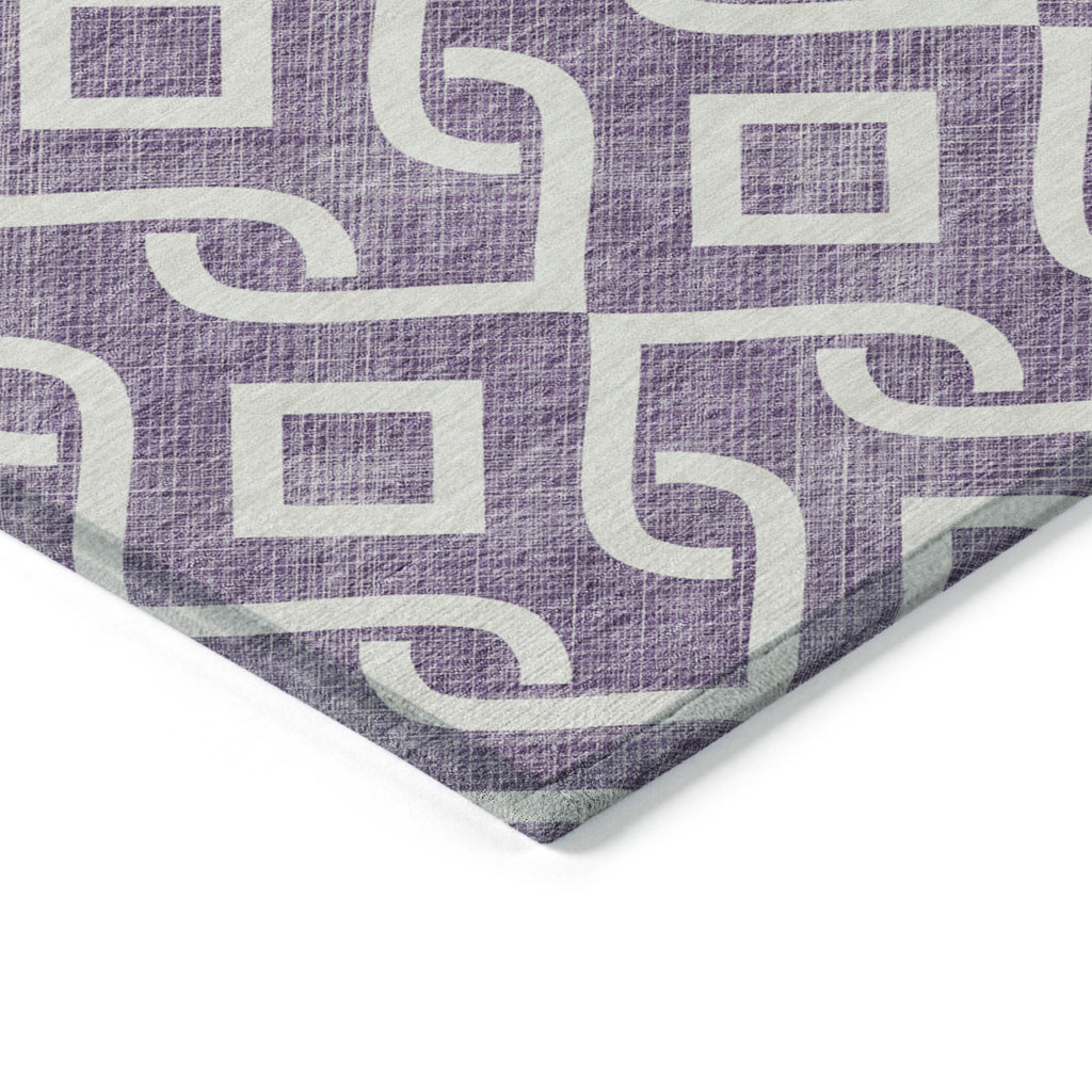 8' X 10' Purple And Ivory Geometric Washable Indoor Outdoor Area Rug-3