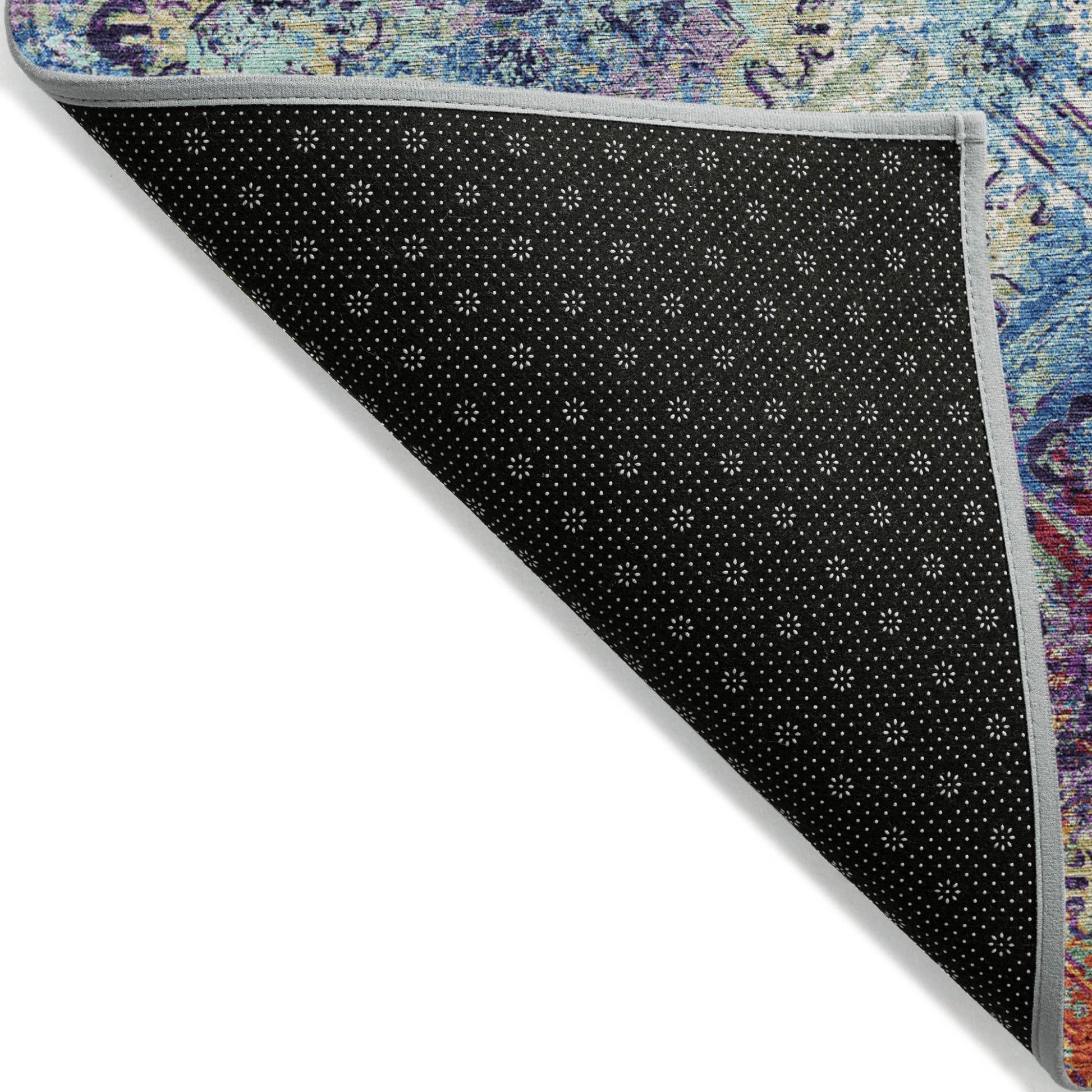 5' X 8' Copper Blue And Red Geometric Washable Indoor Outdoor Area Rug-3