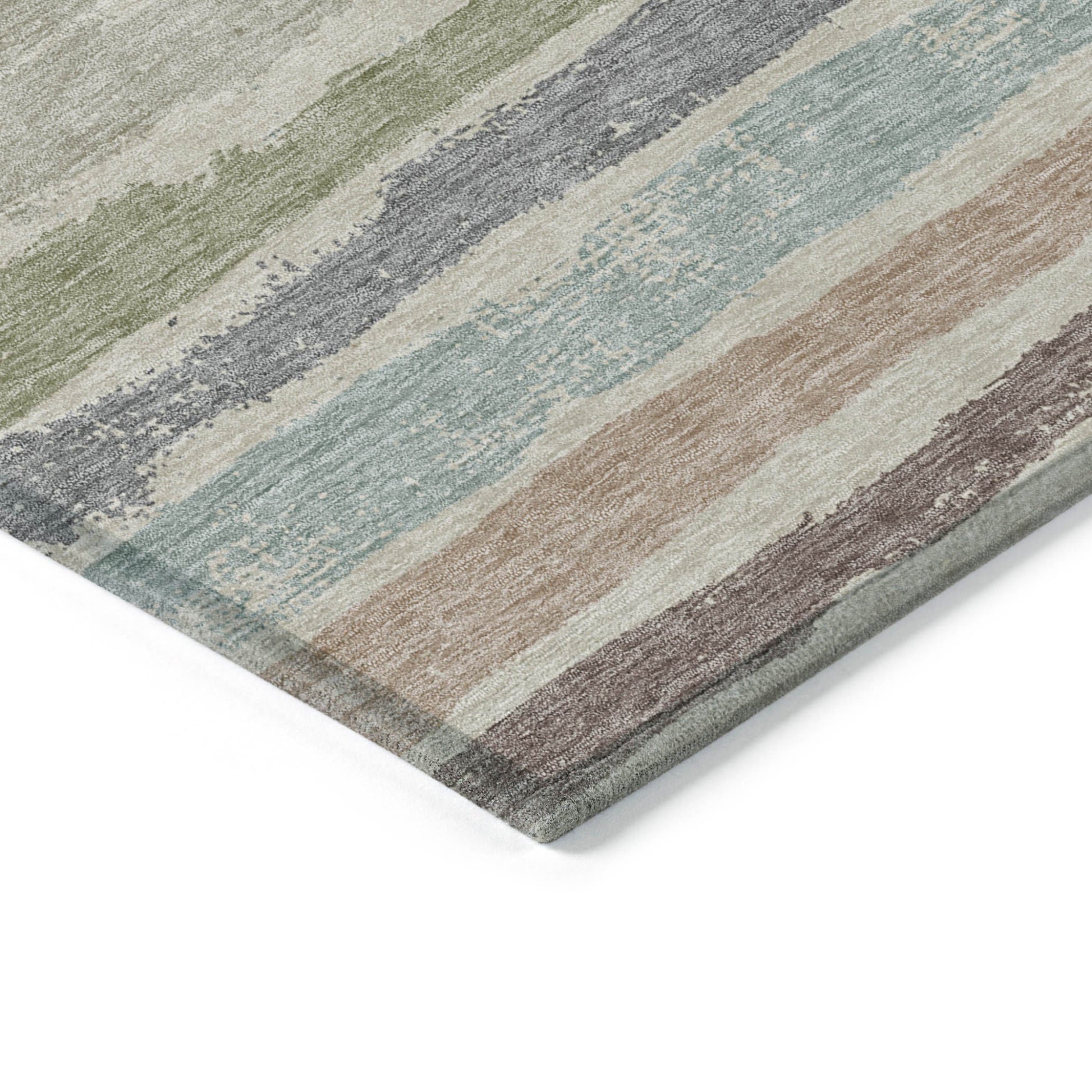 5' X 8' Beige Brown And Gray Striped Washable Indoor Outdoor Area Rug-3