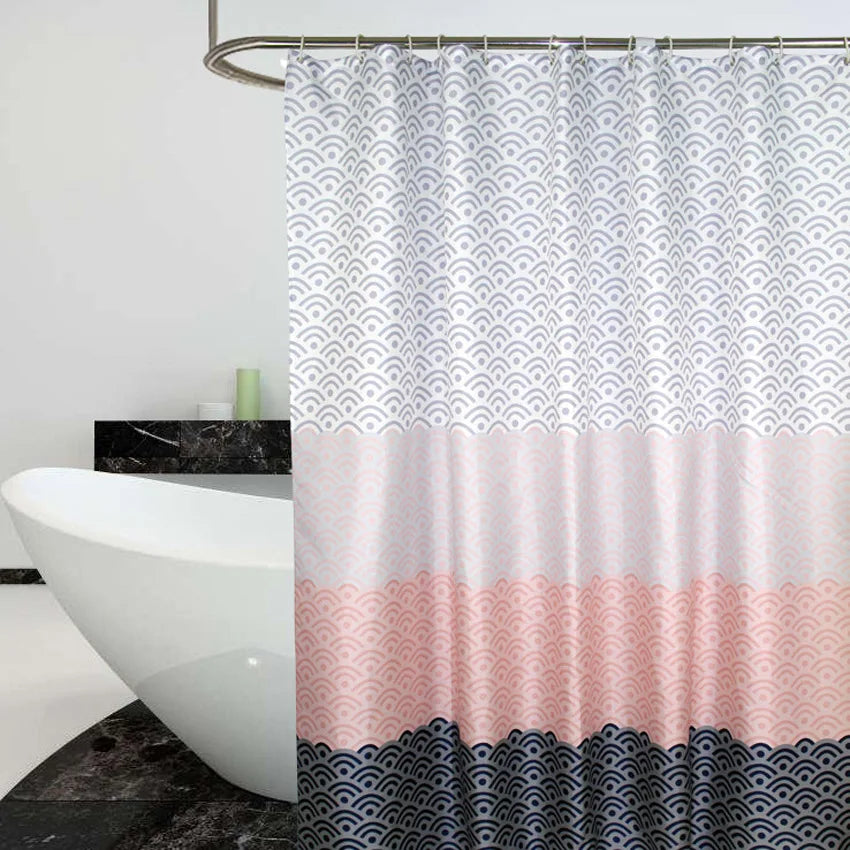 Nordic Shower Curtain Geometric Color Block Bath Curtains Bathroom - XLarge Wide