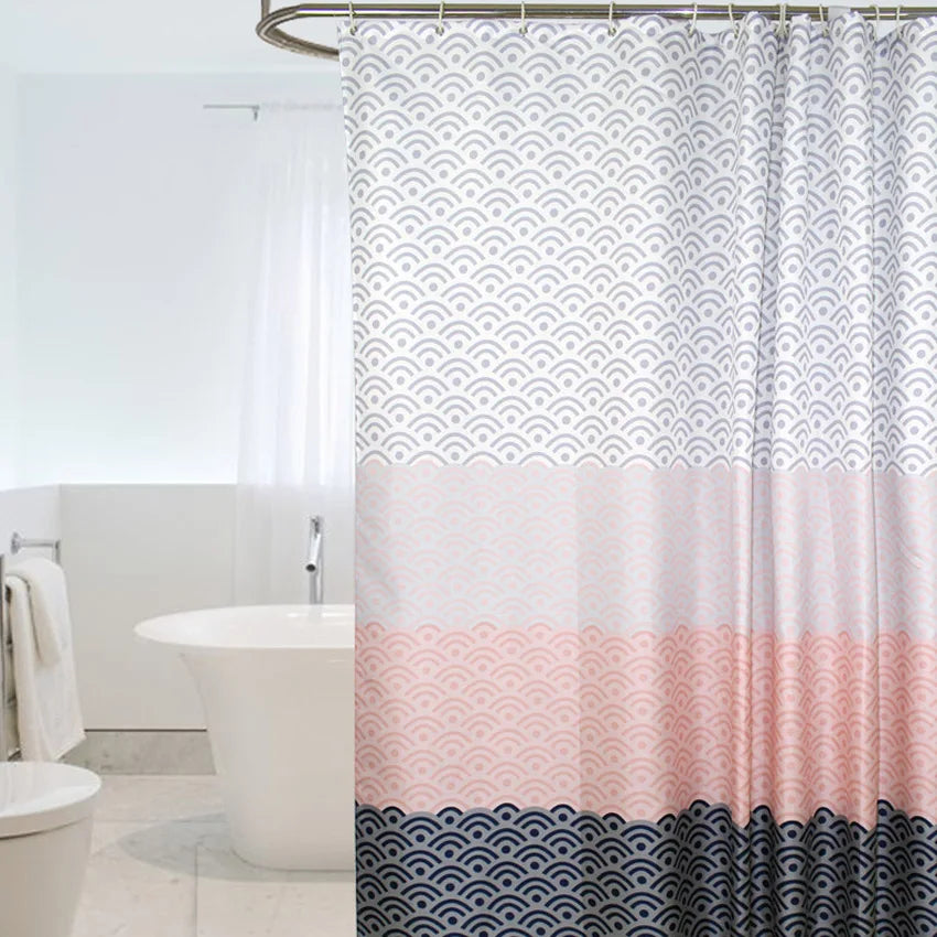 Nordic Shower Curtain Geometric Color Block Bath Curtains Bathroom - XLarge Wide