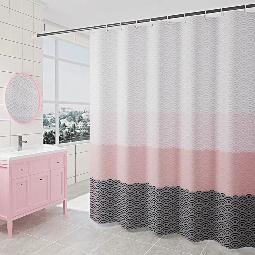 Nordic Shower Curtain Geometric Color Block Bath Curtains Bathroom - XLarge Wide
